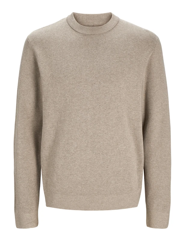 JACK & JONES Mens Jprblamilano Stitch Crew Neck Knitted Jumper, Greige/Detail:Melange, XL UK