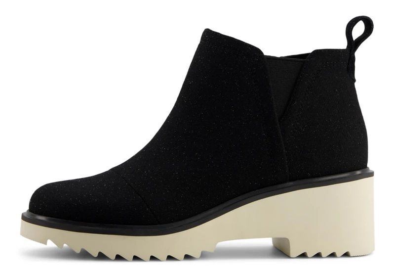 TOMS Women's Maude Fashion Boot, Black Shimmer Twill, 7 UK