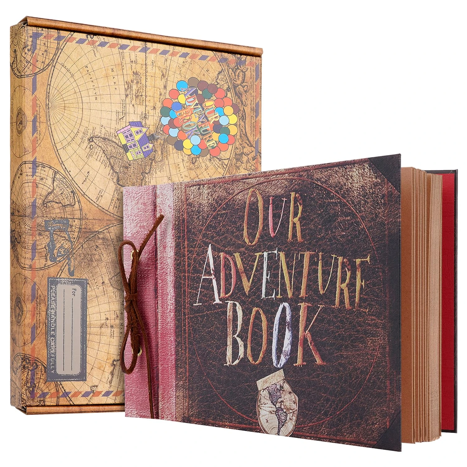 Our Adventure Book Scrapbook Photo Album,11.6x7.5 Inches 80 Pages Up Scrapbook Photo Album 3D Embossed Words Hard Cover Memory Books for Mother's Day Anniversary,Valentine's Day Gifts（B）