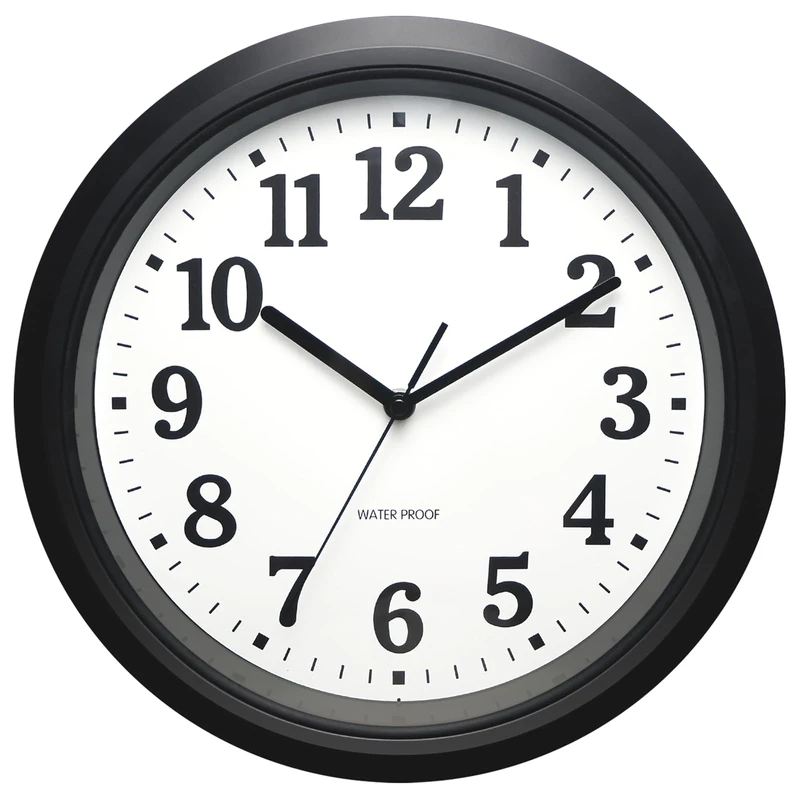 Caysie 12 Inch Sealed Indoor Outdoor Waterproof Wall Clock, Durable Silent Non-Ticking Battery Operated Quality Quartz Round Clock, Wall Decorative for Patio, Pool, Bathroom (Black)