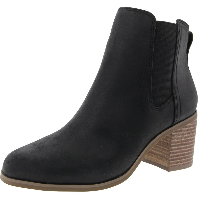 TOMS Women's Evelyn Chelsea Boot, Black Leather, 3 UK