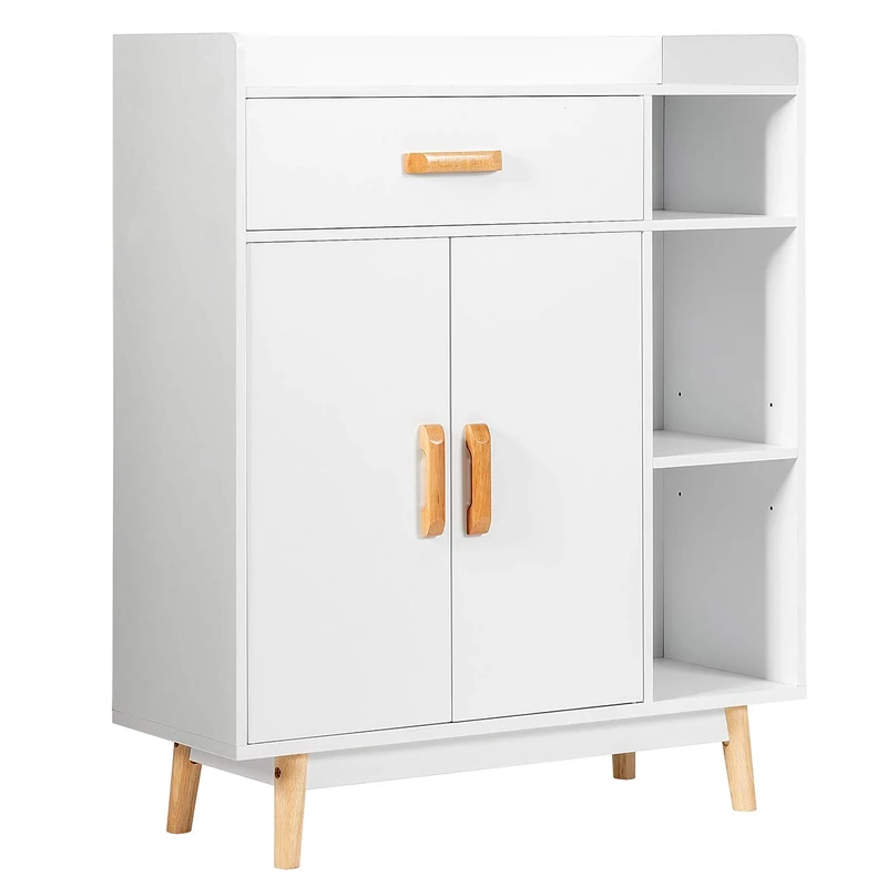 GiantexUK Kitchen Storage Sideboard, Freestanding Buffet Cabinet with Doors, Drawers, Adjustable Shelves & Anti-Toppling Device, Wooden Cupboard Organizer for Dining Living Room Hallway