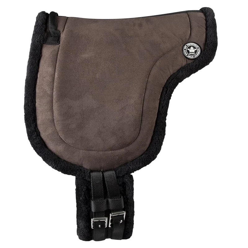 PFIFF 103004 Bareback Riding Mat without Headband Velour Leather and Faux Fur with Saddle Strap Brown