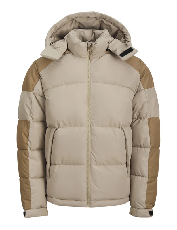 JACK&JONES Men's JCOAERO Puffer SN Puffer Jacket, Crockery/Detail: Petrified Oak Blocking, XS, Crockery/Detail:Petrified Oak Blocking, XS