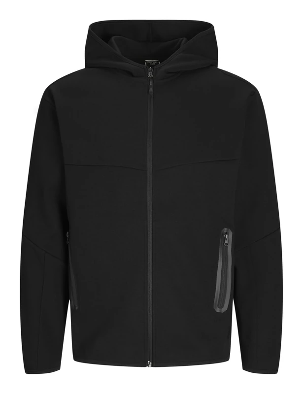 JACK & JONES Mens Jcofusion Zip Hood Noos Sweatshirt, Black, M UK