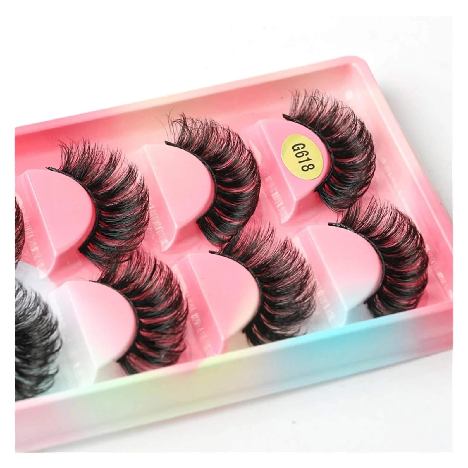 UAMOU 2/20/100 Boxes Mink Lashes Eyelashes 5 pairs Natural Curly Fake Eyelashes Thick Maquiagem Lash Extension Makeup Tools Cheerfully (Color : 5 pairs G618CS, Size : 100 boxes)