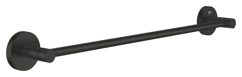 GROHE Start QuickFix Towel Rail (Metal, Concealed Fastening, Including Screws and Dowels, Extra Easy to Fit QuickGlue), Size 504 mm, Matt Black, 411972430