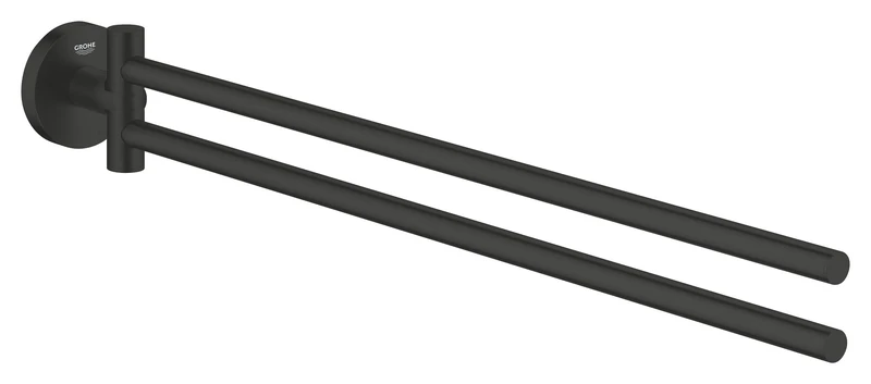 GROHE Start Towel Bar (Metal, Pivotable 2 Arms, Concealed Fastening, Including Screws and Dowels, Easy to Fit), Size 439 mm, Matt Black, 411832430