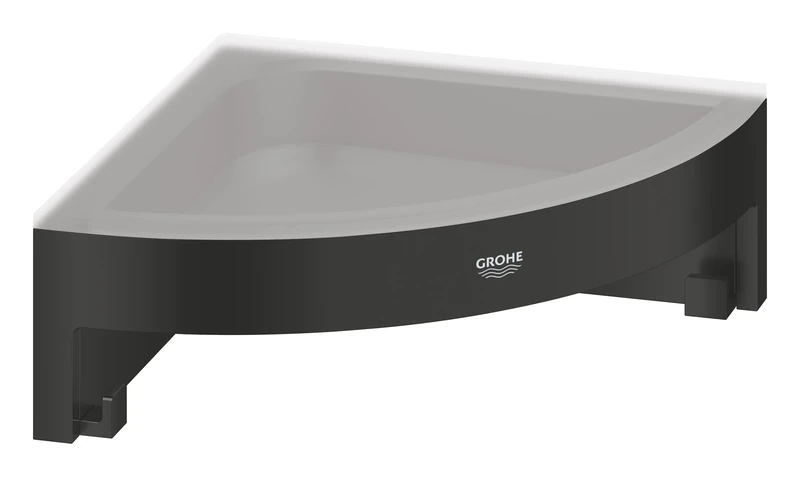 GROHE Start Cube QuickFix Corner Shower Basket Basket – Bathroom Wall Mounted Corner Shelf (Metal & Plastic, with Screws & Dowels), Size 160 mm, Easy to Fit with GROHE QuickGlue, Matt Black, 411062430