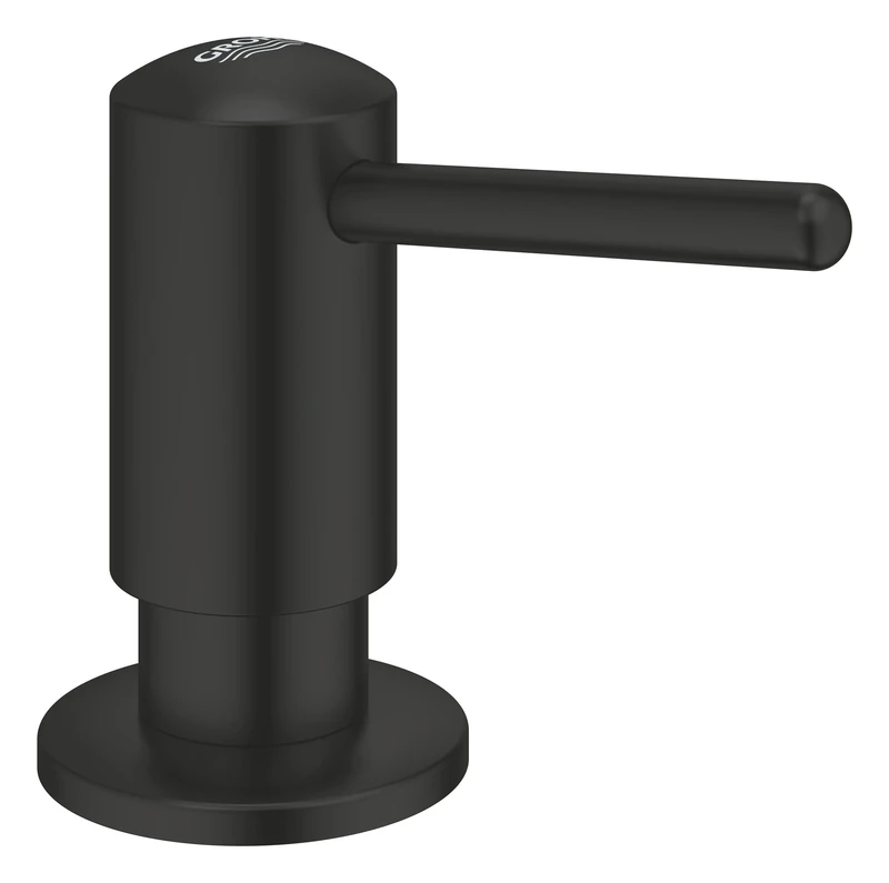 GROHE Contemporary Soap Dispenser – Bathroom or Kitchen Top Refillable Built-In Liquid Soaps Detergent and Lotion Dispenser for Kitchen Sink (Storage Bin Volume 500 ml Bottle), Matt Black, 1021652430