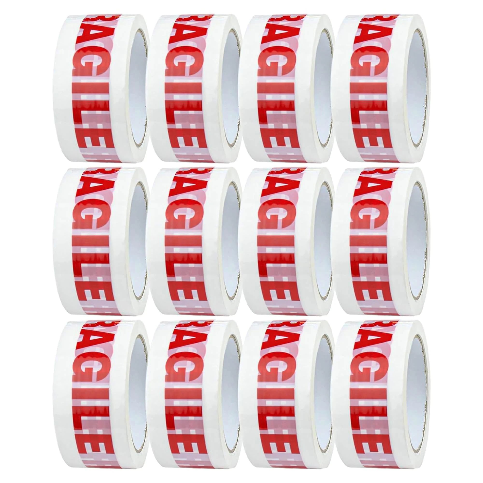 G4GADGET Pack of Strong Packing Tape – 48mm x 66m – Heavy Duty Parcel Tape for Moving Boxes, Shipping, and Packaging (12, Fragile)