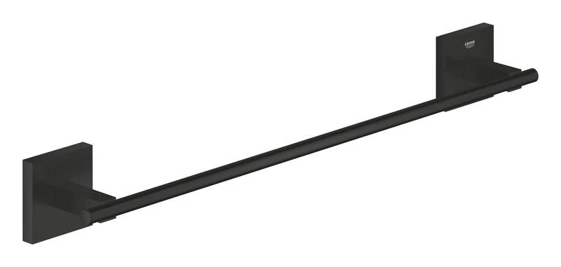 GROHE Start Cube QuickFix Towel Rail – Bathroom Wall Mounted Towel Holder (Metal, Concealed Fastening, Including Screws and Dowels), Size 450mm, Easy to Fit QuickGlue, Matt Black, 409872430