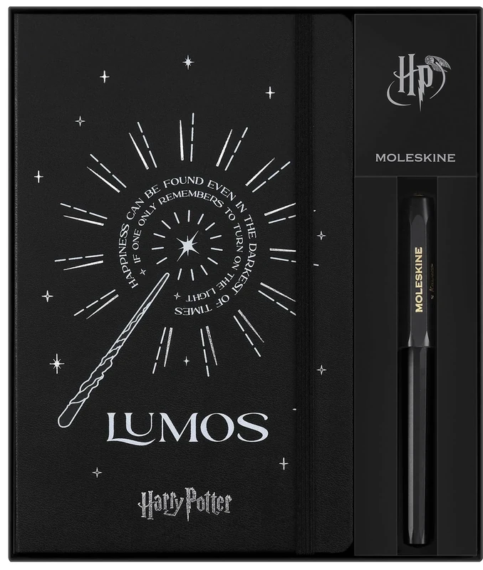 Moleskine Wizarding World Harry Potter Spells Collection Gift Box, Gift Set with Kaweco Roller Pen and Ruled Notebook with Hardcover and Elastic Closure Large Size 13 x 21 cm