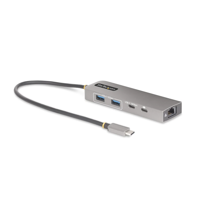 StarTech.com 3-Port USB-C Hub, 2.5 Gbps Ethernet, 100W PD Pass-Through Port, USB 3.2 10Gbps, 2x USB-A/1x USB-C, Portable Hub