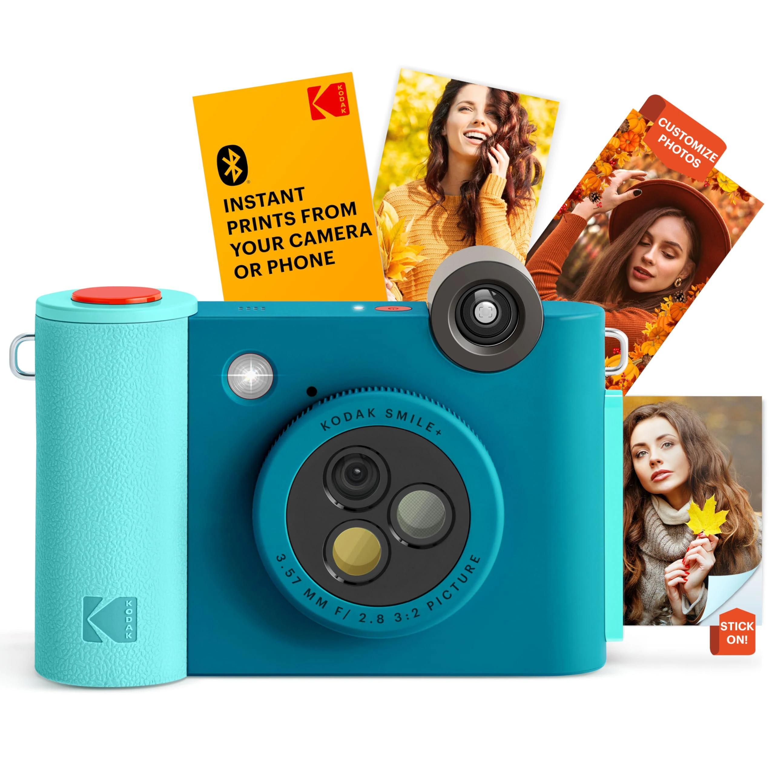 KODAK Smile+ 2-in-1 Digital Instant Print Camera & Wireless Bluetooth Photo Printer - 10MP, Special-Effect Rotating Lens, Zink 2x3 Inch Sticky-Back Photos, Print via Fun App from Smart Devices - Blue