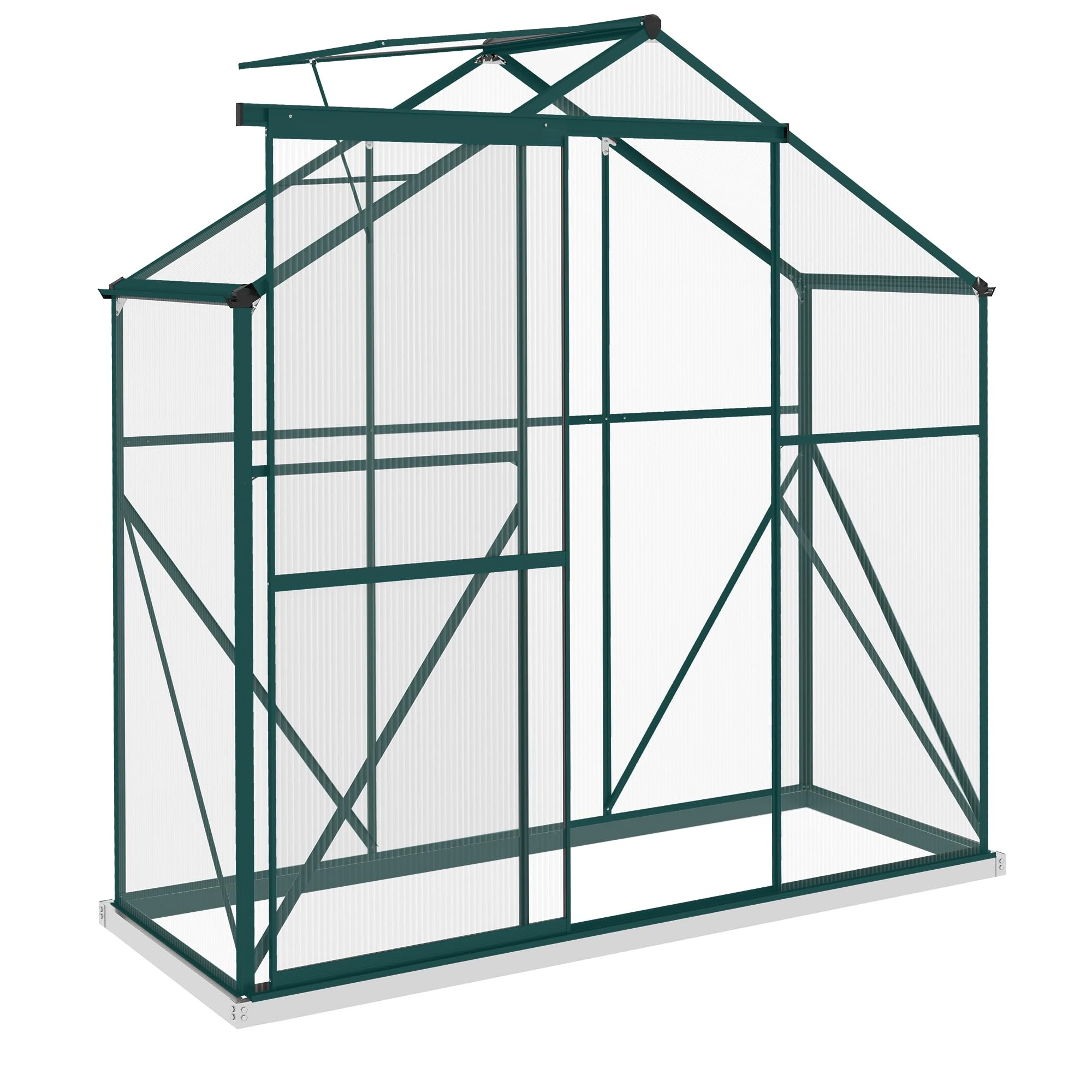 Outsunny 6 x 2.5 ft Polycarbonate Greenhouse Aluminium Green House, Green