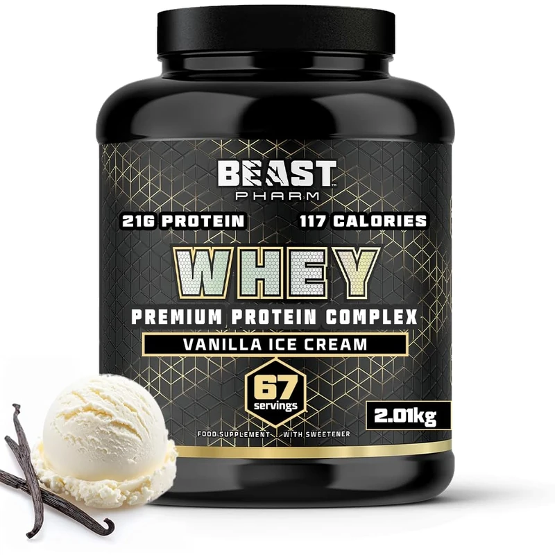 Beast Whey Protein Powder 2kg - 67 Servings - High 21g per Shake - Vanilla Protein Powder - Image 1