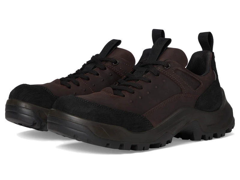 ECCO Men's Offroad Waterproof Lace Up Hiking Shoe, Black Nubuck/Mocha Oil Nubuck