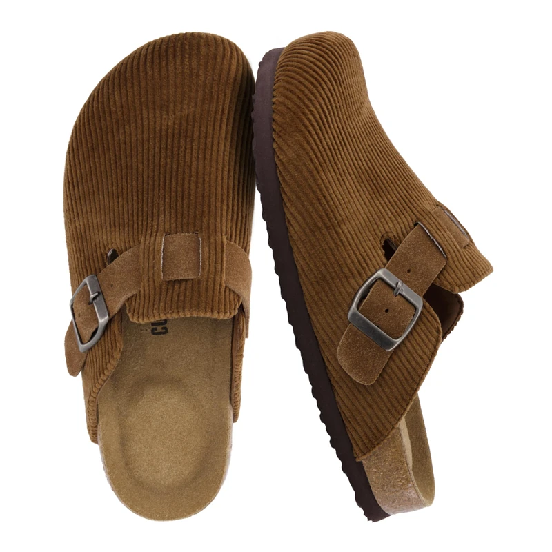 CUSHIONAIRE Women's Hana Cork Footbed Clog with +Comfort, Tan Corduroy 4 UK