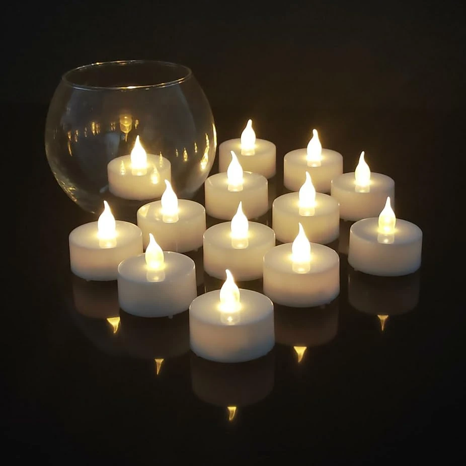 Tealight Candles,24Pack Realistic and Bright Flickering Battery Operated Flameless LED Tea Light Candles, 200+ Hours led tealights in Warm White for Wedding,Halloween,Festivals,Party Decoration