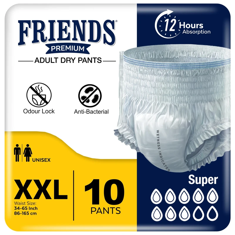Friends Premium Disposable Pull-Up Unisex Incontinence Pants XXL (34-65inch) - 10 Protective Pants
