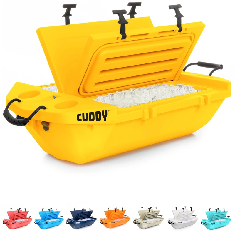 CUDDY Floating Cooler and Dry Storage Vessel for Land & Water – 40QT– Great for River, Beach, Kayak, Pool, & Lake - Yellow
