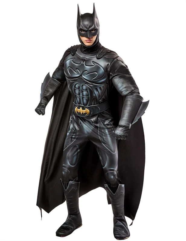 Rubie's Men's DC Comics Batman Forever Deluxe Batman Padded Costume Jumpsuit with Cape and Mask, Large
