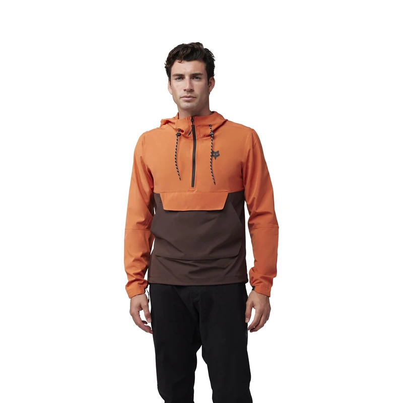 Fox Racing Men's Ranger Wind Pullover Jacket, Atomic Orange, L