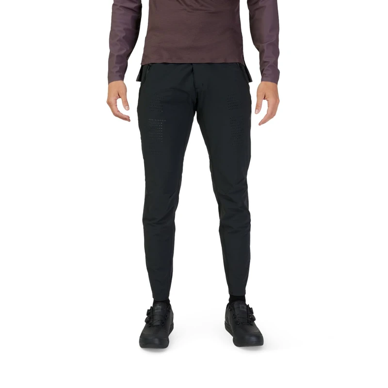 Fox Racing Flexair Pant - Superlight Tapered MTB Pants, TruDri Moisture-Wicking, TruMotion Stretch, DWR Coating, Ventilated, Race-Ratchet Closure, Zip Pockets, Color: Black, Size: 36