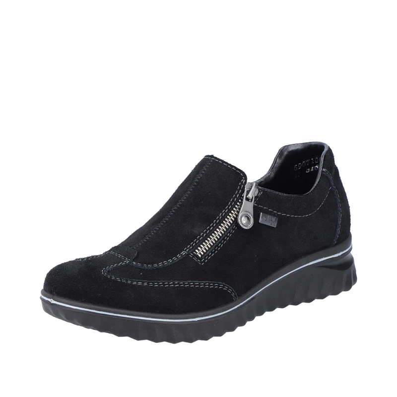 Rieker Ladies Zip Fastening RiekerTEX Casual Shoes 59071-00 - Black Suede - UK Size 7.5 - EU Size 41 - US Size 9.5