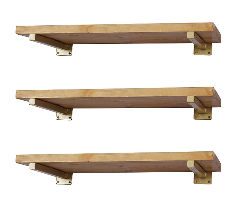 EZYDECOR 6 Pcs Heavy Duty Shelf Brackets 13 Inch Gold Brackets for Shelves Wall Mounted Industrial Metal Shelving Supports with Screws (332mm/13 Inch)