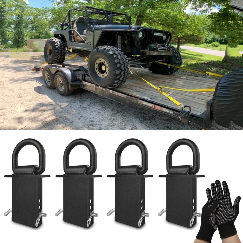 KINSANINC 4pcs 12000lbs Heavy Duty Removable D Ring Stake Pocket tie Down for Utility Trailers and Flatbeds Equipped with Stake Pockets Stake Pocket D-Rings