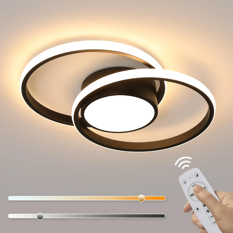 Comely LED Ceiling Lights, Modern LED Ceiling Lights 32W 2350LM, Warm White 3000K, Round Ceiling Lighting for Bedroom Hallway Balcony Corridor (Dia 28cm) (Black Dimmable 3000K-6500K, 40cm)