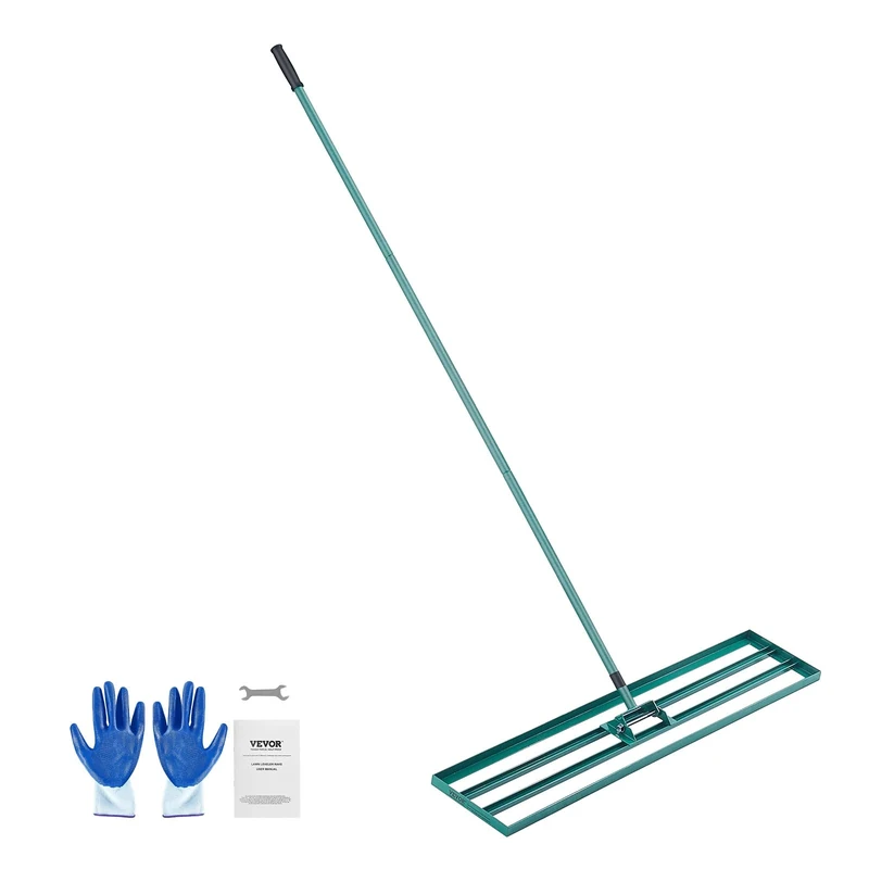 VEVOR 48"x10" Lawn Leveling Rake, Heavy-duty Lawn Leveler with 78" Steel Extended Rubber Grip Handle, Yard Leveling Rake for Garden, Golf Lawn, Farm