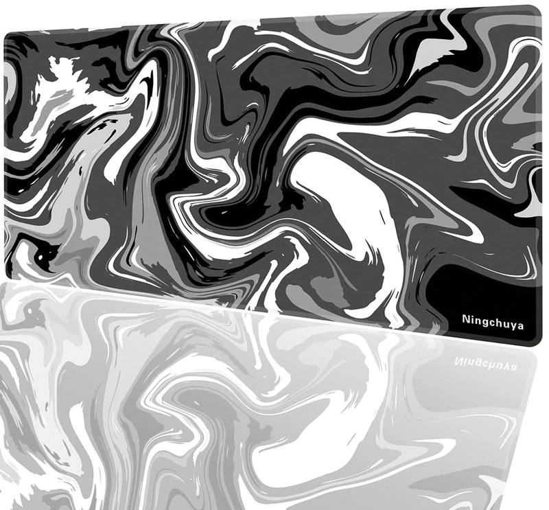 Ningchuya Gaming Mouse Pad, Large Desk Mat on Top of Desk Keyboard Playmat, 600x300mm Extended Mouse Pad for Work & Game (60x30BlackGrayFluidEU)
