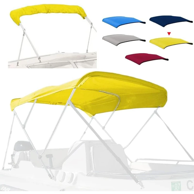 3 Bow Fade and Crack Resistant Bimini Top Replacement Cover，Yellow 6'L 67"-72" W