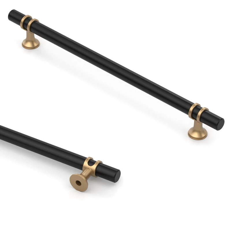 Asidrama 10 Pack 15 Inch(381mm) Champagne Bronze and Matte Black Kitchen Cabinet Handles, Cabinet Pulls Kitchen Cabinet Hardware Cupboard Handles Drawer Pulls