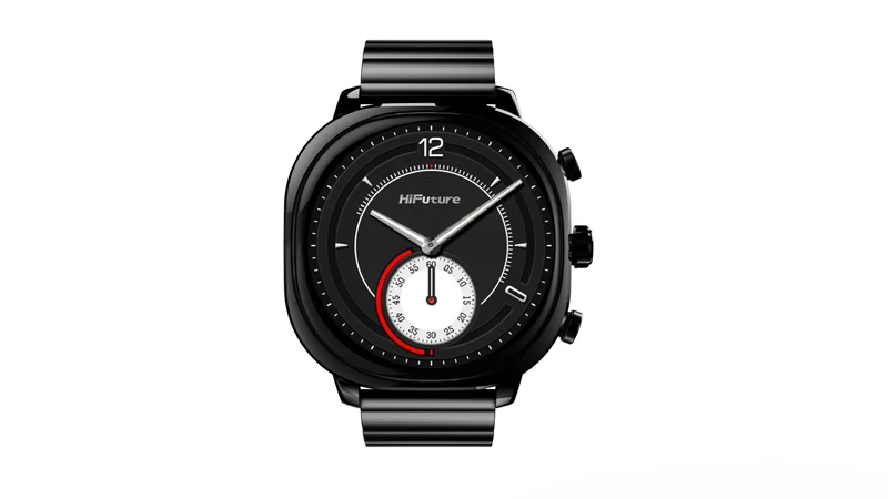 HiFuture AIX Amoled Stainless Steel Wireless Calling Smartwatch, Black - Image 1