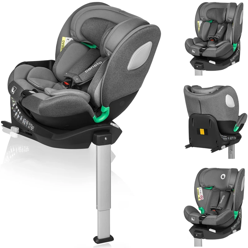LIONELO Car Seat BRAAM i-Size for Newborns and Kids 0-36 kg 0-12 Years Old ISOFIX 360° Swivel, Latest i-Size Standard, Forward & Rearward Facing 14 Levels of Adjustment, Side Protection (Grey Stone)