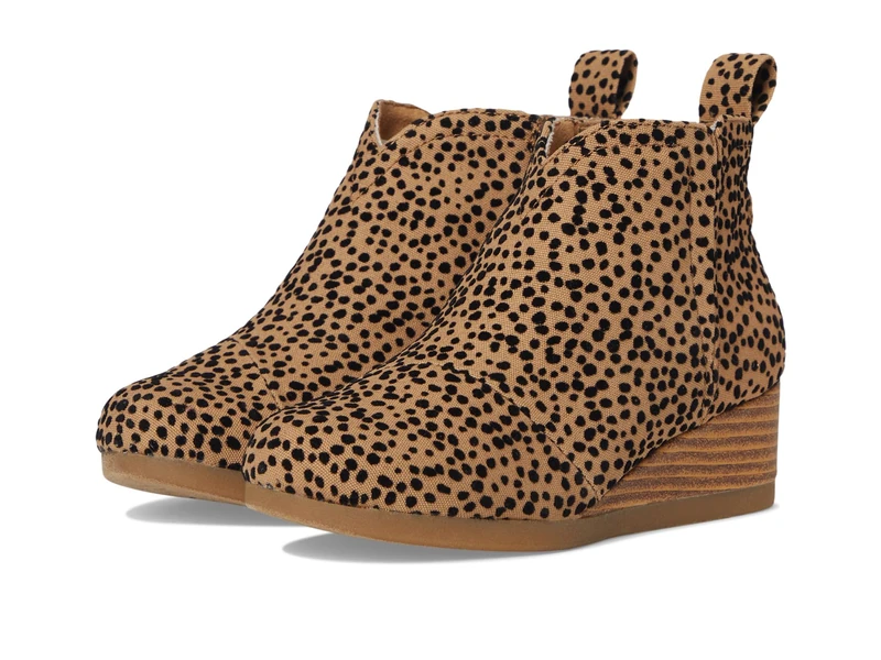 TOMS Girls Clare Ankle Boot, Toffee Flocked Mini Cheetah, 4.5 UK