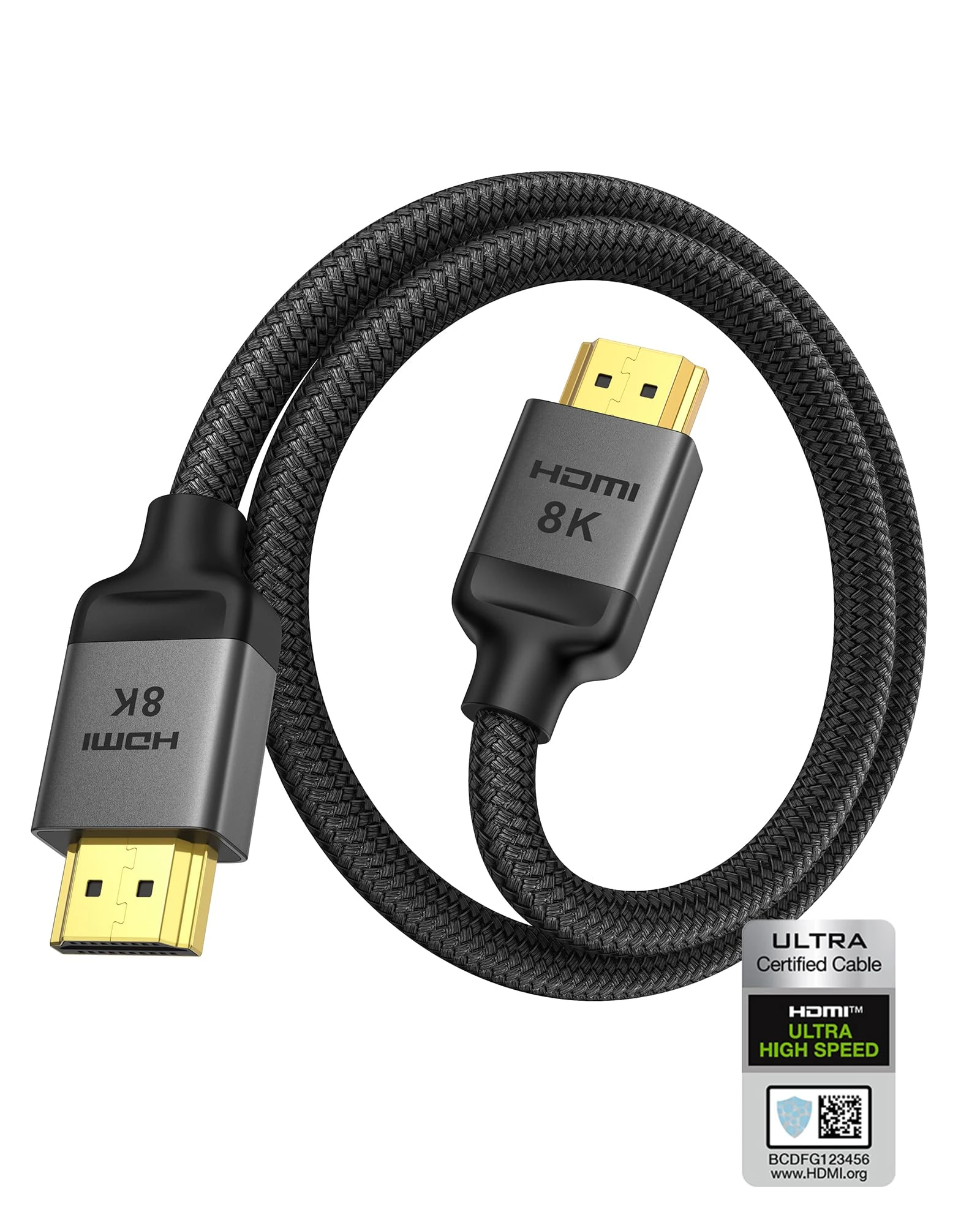 Silkland Short HDMI 2.1 Cable 0.5M Certified, (Nylon Soft Braid) Ultra High Speed HDMI® Cable [8K@60Hz, 4K@120Hz] 48Gbps, HDR, eARC, HDCP 2.3, Compatible for Samsung TV/PS5/Xbox Series X/Blu-Ray