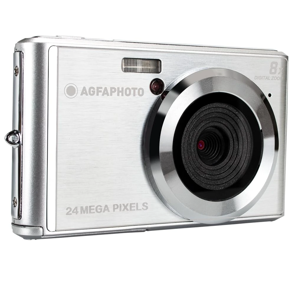 AGFA PHOTO Realishot DC5500 - Compact Digital Camera, 24 MP, 2.4" LCD Screen, 8x Digital Zoom, 720p HD Video, External SD Memory, Lithium Battery - Silver