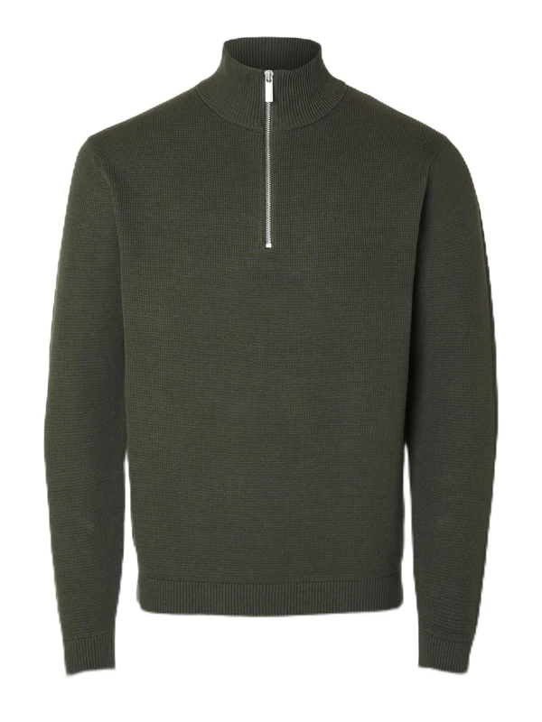 SELECTED HOMME Male Pullover Half-Zip, Forest Night, S