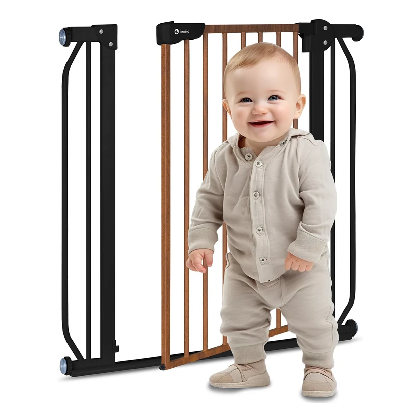 LIONELO Truus SLIM Safety Gate Two-Way opening Adjustable width 75-105cm drill-free installation with pressure fixing Anti-Trip low threshold Self-locking, Secure Your Toddler's Wanderings