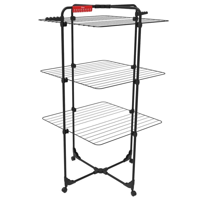 Vileda Mixer 3 Ultimate Clothes Airer (Black Edition) 30m of drying space Flexible Easy to move and transport Pivoting wheels Extra hanging space for socks & small items