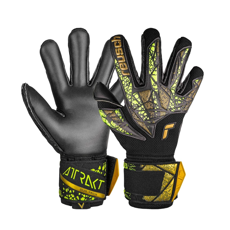 Reusch Attrakt Duo Finger Support Grippy Protective Goalkeeper Gloves Football Gloves for Adults for Men Women with Finger Protection for All Weather Conditions and Pitch Surfaces