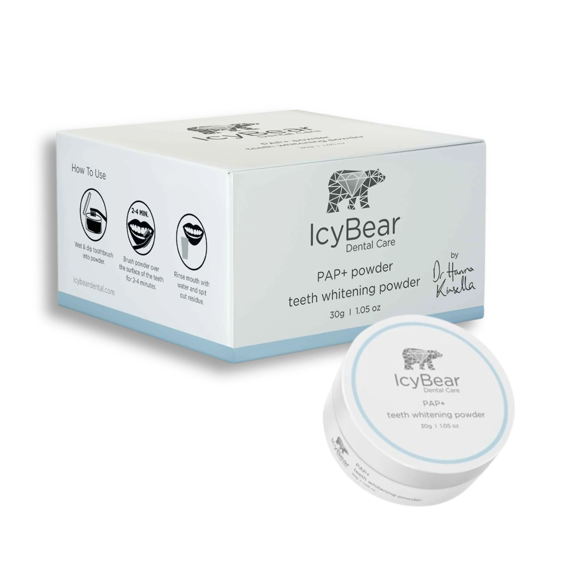 ICY Bear Pap+ Teeth WHITENING Powder - Dentist-Approved Natural Tooth Whitener for Sensitive Teeth, Effective Teeth Whitening UK, Vegan, Peroxide-Free Whitening Powder for a Brighter, Whiter Smile