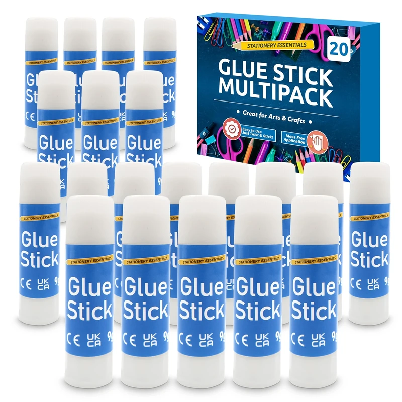 SOL 20pk Glue Sticks Multipack All Purpose Gluesticks for School & Office, Strong Stick Glue Perfect for Crafting & Scrapbooking Gluestick Mess Free Application School Glue Stick for Kids DIY Projects