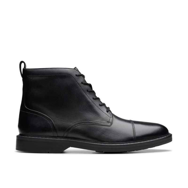 Clarks Aldwin Cap Mens Black Leather, 8.5