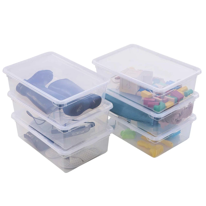 Sundis Clear Box, Set of 6 22L Transparent Plastic Storage Boxes with Lid, Stackable and Stackable, Ideal for Storing Winter Boots and Shoes